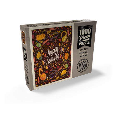 Happy Autum, Colorful Autumn Harvest with Leaves and Gourds 1000 Jigsaw Puzzle box view2
