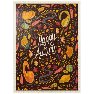 puzzleplate Happy Autum, Colorful Autumn Harvest with Leaves and Gourds 1000 Jigsaw Puzzle