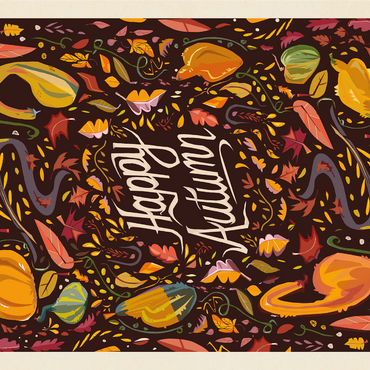 Happy Autum, Colorful Autumn Harvest with Leaves and Gourds 1000 Jigsaw Puzzle 3D Modell