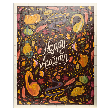 puzzleplate Happy Autum, Colorful Autumn Harvest with Leaves and Gourds 100 Jigsaw Puzzle