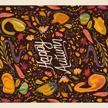 Happy Autum, Colorful Autumn Harvest with Leaves and Gourds 100 Jigsaw Puzzle 3D Modell