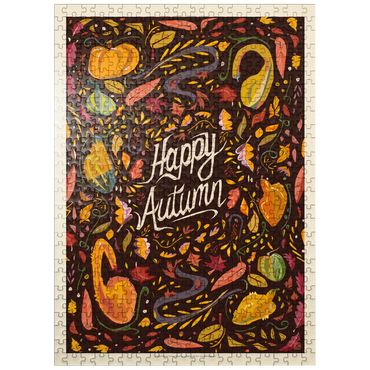puzzleplate Happy Autum, Colorful Autumn Harvest with Leaves and Gourds 500 Jigsaw Puzzle