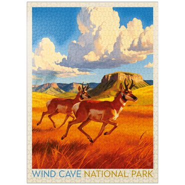 puzzleplate Wind Cave National Park: Antelope At Play 1000 Jigsaw Puzzle