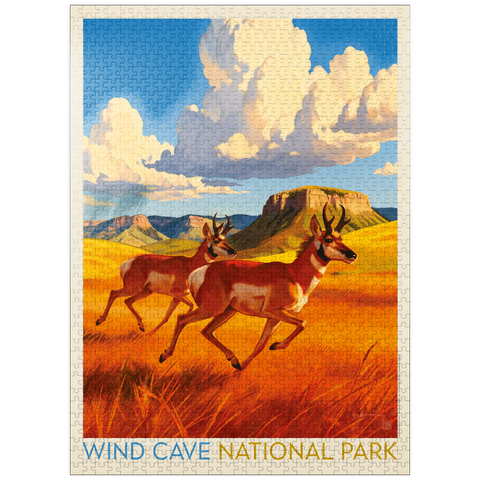 puzzleplate Wind Cave National Park: Antelope At Play 1000 Jigsaw Puzzle