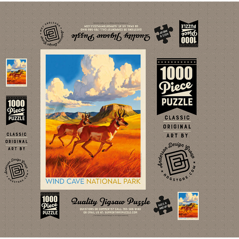 Wind Cave National Park: Antelope At Play 1000 Jigsaw Puzzle box 3D Modell