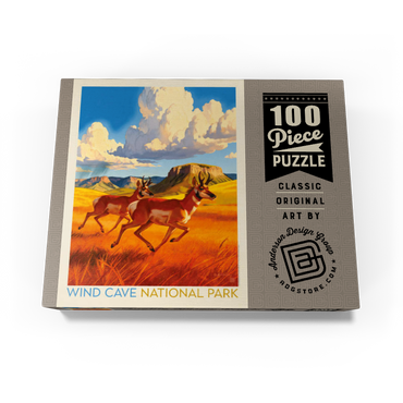 Wind Cave National Park: Antelope At Play 100 Jigsaw Puzzle box view3