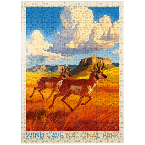 puzzleplate Wind Cave National Park: Antelope At Play 500 Jigsaw Puzzle