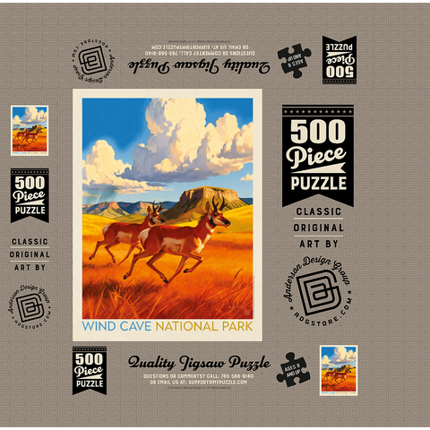 Wind Cave National Park: Antelope At Play 500 Jigsaw Puzzle box 3D Modell