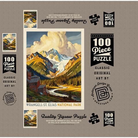Wrangell-St. Elias National Park: Shady Valley 100 Jigsaw Puzzle box 3D Modell