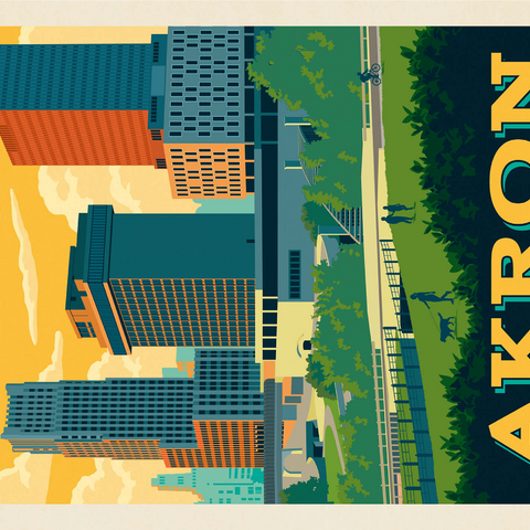 Akron, Ohio Skyline 1000 Jigsaw Puzzle 3D Modell