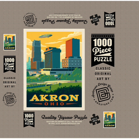 Akron, Ohio Skyline 1000 Jigsaw Puzzle box 3D Modell