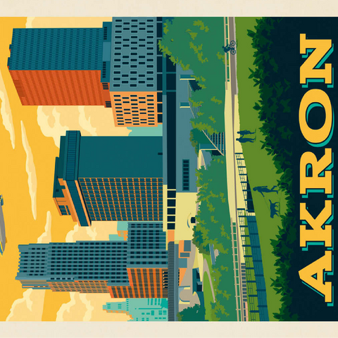 Akron, Ohio Skyline 100 Jigsaw Puzzle 3D Modell