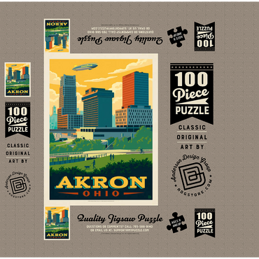 Akron, Ohio Skyline 100 Jigsaw Puzzle box 3D Modell