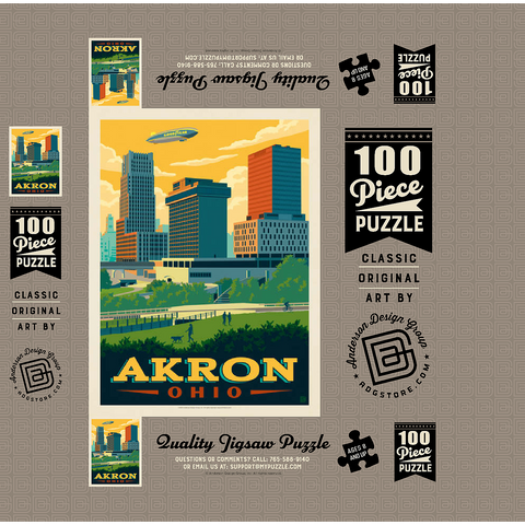Akron, Ohio Skyline 100 Jigsaw Puzzle box 3D Modell