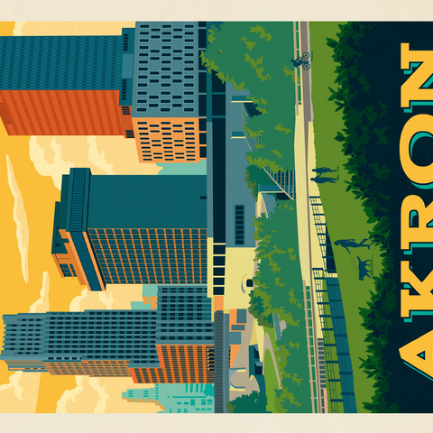 Akron, Ohio Skyline 500 Jigsaw Puzzle 3D Modell