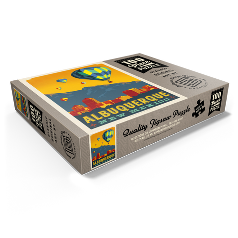 Albuquerque, New Mexico Skyline with Hot Air Balloons and Mountains 100 Jigsaw Puzzle box view1