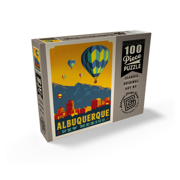 Albuquerque, New Mexico Skyline with Hot Air Balloons and Mountains 100 Jigsaw Puzzle box view2