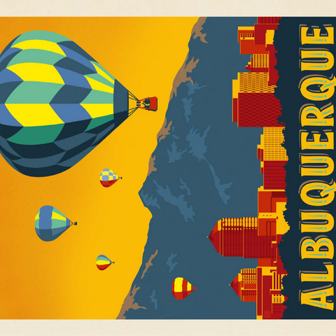 Albuquerque, New Mexico Skyline with Hot Air Balloons and Mountains 100 Jigsaw Puzzle 3D Modell