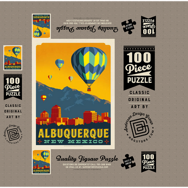 Albuquerque, New Mexico Skyline with Hot Air Balloons and Mountains 100 Jigsaw Puzzle box 3D Modell
