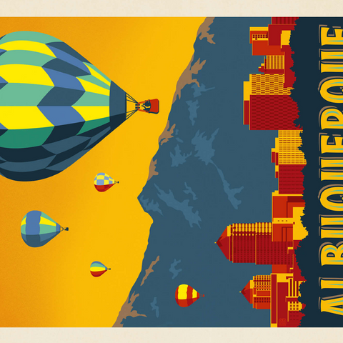 Albuquerque, New Mexico Skyline with Hot Air Balloons and Mountains 500 Jigsaw Puzzle 3D Modell