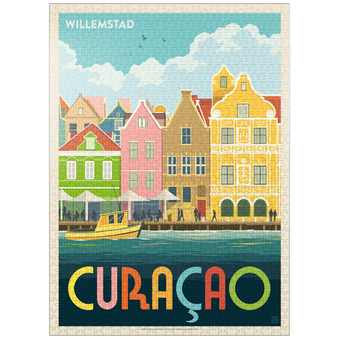 puzzleplate Curaçao: Willemstad Waterfront with Colorful Dutch Architecture 1000 Jigsaw Puzzle