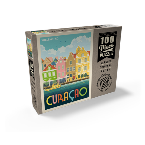 Curaçao: Willemstad Waterfront with Colorful Dutch Architecture 100 Jigsaw Puzzle box view2
