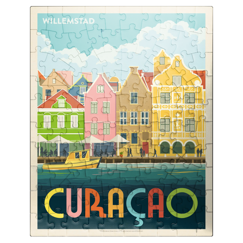 puzzleplate Curaçao: Willemstad Waterfront with Colorful Dutch Architecture 100 Jigsaw Puzzle