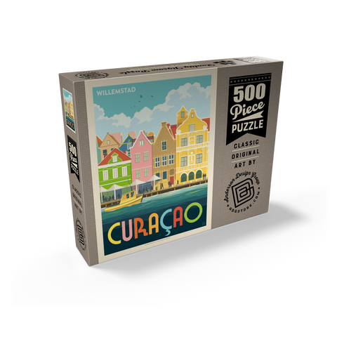 Curaçao: Willemstad Waterfront with Colorful Dutch Architecture 500 Jigsaw Puzzle box view2