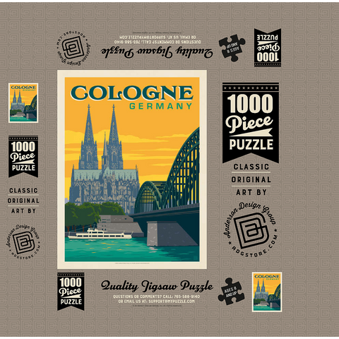 Germany: Cologne Skyline with Cathedral and Hohenzollern Bridge 1000 Jigsaw Puzzle box 3D Modell