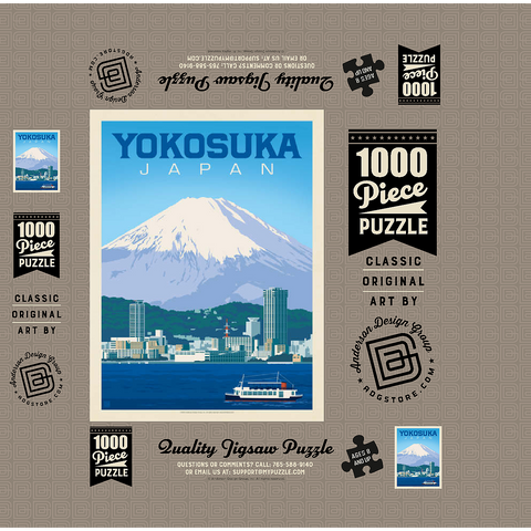 Japan: Yokosuka Waterfront with Mount Fuji and Cityscape 1000 Jigsaw Puzzle box 3D Modell
