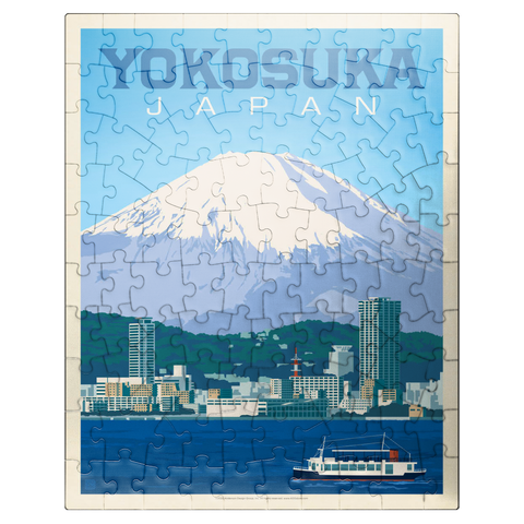 puzzleplate Japan: Yokosuka Waterfront with Mount Fuji and Cityscape 100 Jigsaw Puzzle