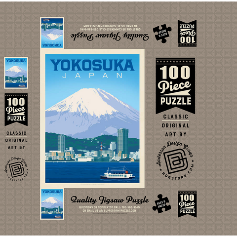 Japan: Yokosuka Waterfront with Mount Fuji and Cityscape 100 Jigsaw Puzzle box 3D Modell
