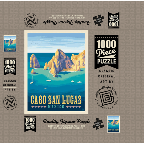 Cabo San Lucas Mexico - El Arco Rock Formations and Turquoise Sea 1000 Jigsaw Puzzle box 3D Modell