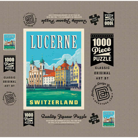 Lucerne Switzerland Waterfront with Historic Architecture 1000 Jigsaw Puzzle box 3D Modell