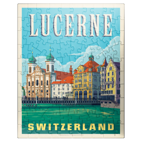 puzzleplate Lucerne Switzerland Waterfront with Historic Architecture 100 Jigsaw Puzzle