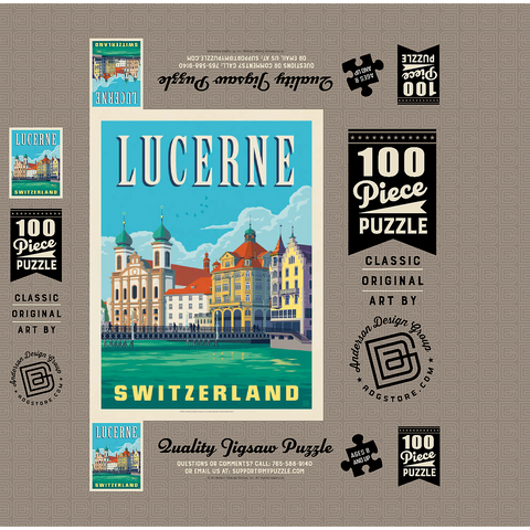 Lucerne Switzerland Waterfront with Historic Architecture 100 Jigsaw Puzzle box 3D Modell