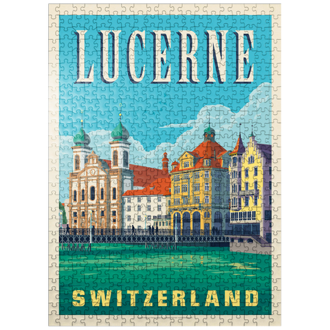 puzzleplate Lucerne Switzerland Waterfront with Historic Architecture 500 Jigsaw Puzzle