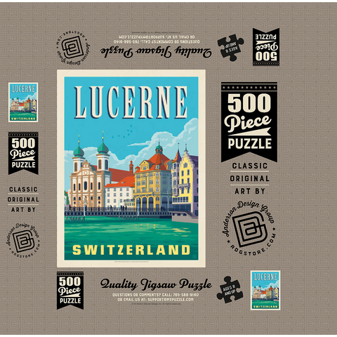 Lucerne Switzerland Waterfront with Historic Architecture 500 Jigsaw Puzzle box 3D Modell