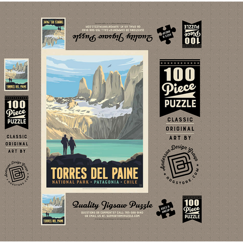 Chile: Torres del Paine National Park (Patagonia) 100 Jigsaw Puzzle box 3D Modell
