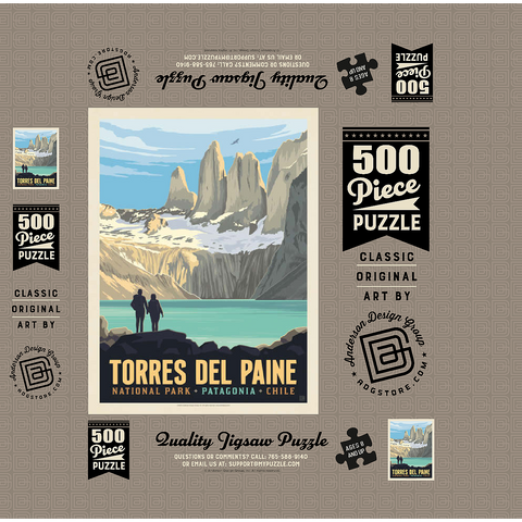 Chile: Torres del Paine National Park (Patagonia) 500 Jigsaw Puzzle box 3D Modell