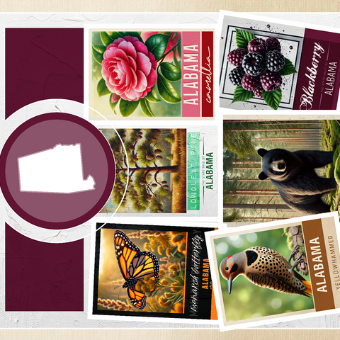 Collage: Alabama State Symbols 500 Jigsaw Puzzle 3D Modell