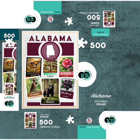 Collage: Alabama State Symbols 500 Jigsaw Puzzle box 3D Modell