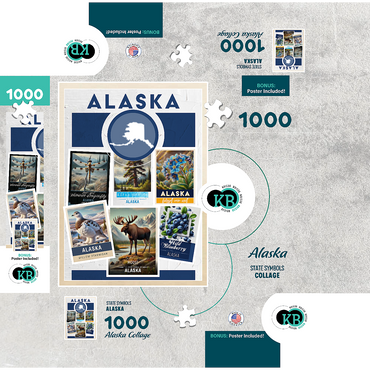 Collage: Alaska State Symbols 1000 Jigsaw Puzzle box 3D Modell