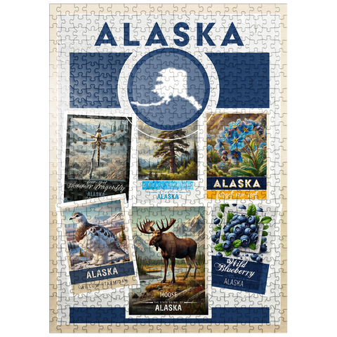 puzzleplate Collage: Alaska State Symbols 500 Jigsaw Puzzle