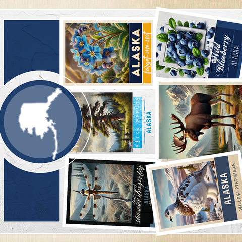 Collage: Alaska State Symbols 500 Jigsaw Puzzle 3D Modell