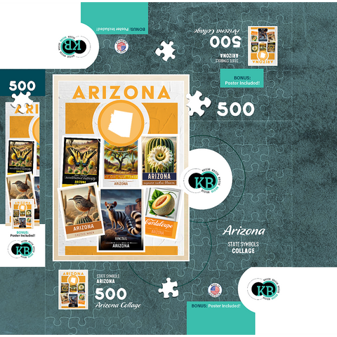 Collage: Arizona State Symbols 500 Jigsaw Puzzle box 3D Modell