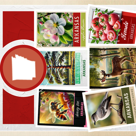 Collage: Arkansas State Symbols 1000 Jigsaw Puzzle 3D Modell