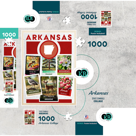 Collage: Arkansas State Symbols 1000 Jigsaw Puzzle box 3D Modell