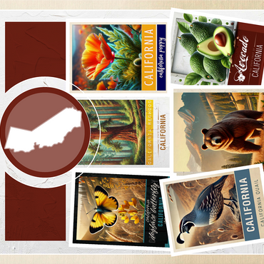 Collage: California State Symbols 1000 Jigsaw Puzzle 3D Modell