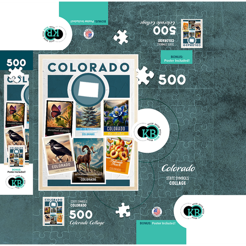 Collage: Colorado State Symbols 500 Jigsaw Puzzle box 3D Modell